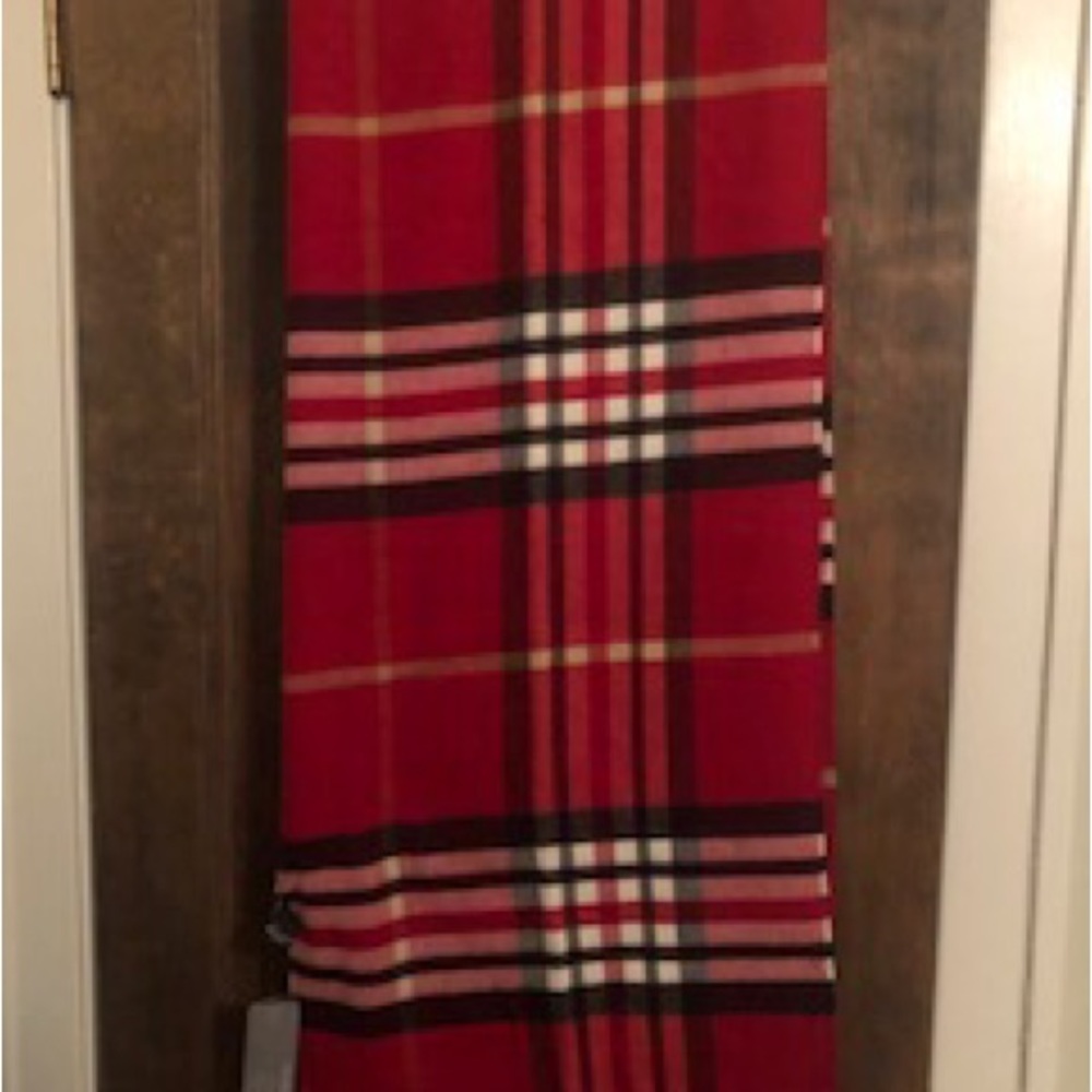 New Fraas Long red plaid acrylic scarf